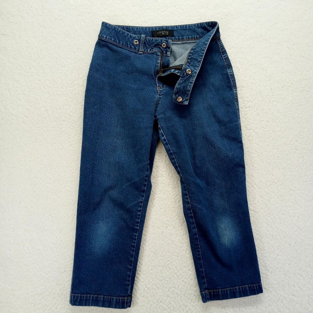 Riveted by Lee Jeans Womens Petites 6P Denim Capri‎ Cotton Blend Snap Straight